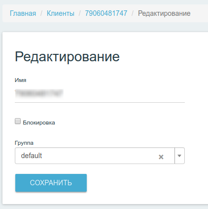 Интерфейс просмотра клиента